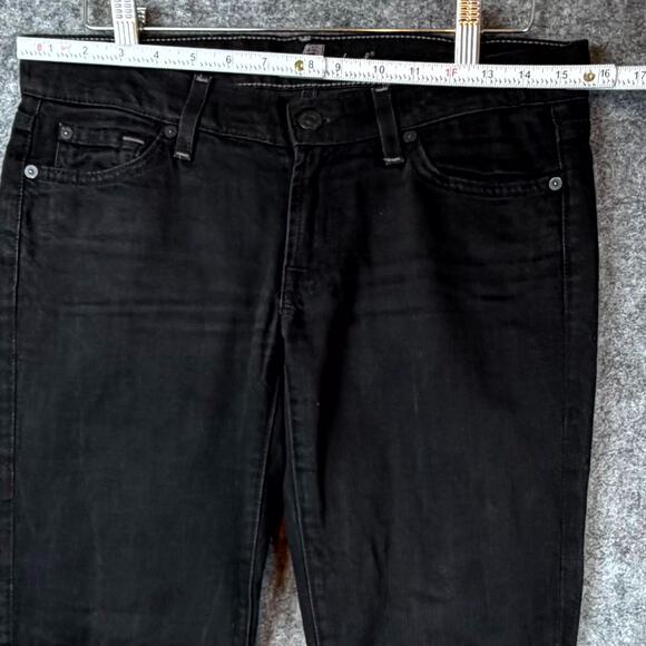 7 For All Mankind Ankle Skinny Jeans Womens 27 Black Denim Stretch Low Rise - Picture 3 of 8